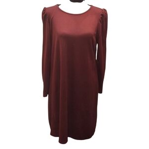 Old Navy Burgundy Long Puff Sleeved Midi Dress